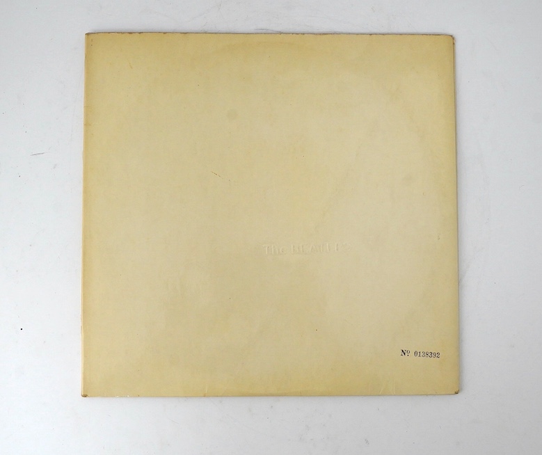 The Beatles; The Beatles (The White Album) double LP record album, No.0138392, on Apple PMC 7067, XEX 709-2, top loading cover with black inner sleeves. Condition - fair, some to sleeves and visible scratches to the viny